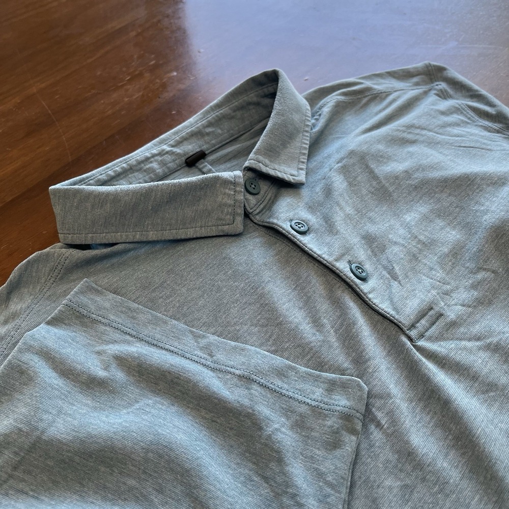 lululemon Shirt Mens L Blue Teal Evolution Polo Short Sleeve Golf Performance